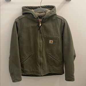 Carhartt Olive Green Hooded Jacket. Womens size small